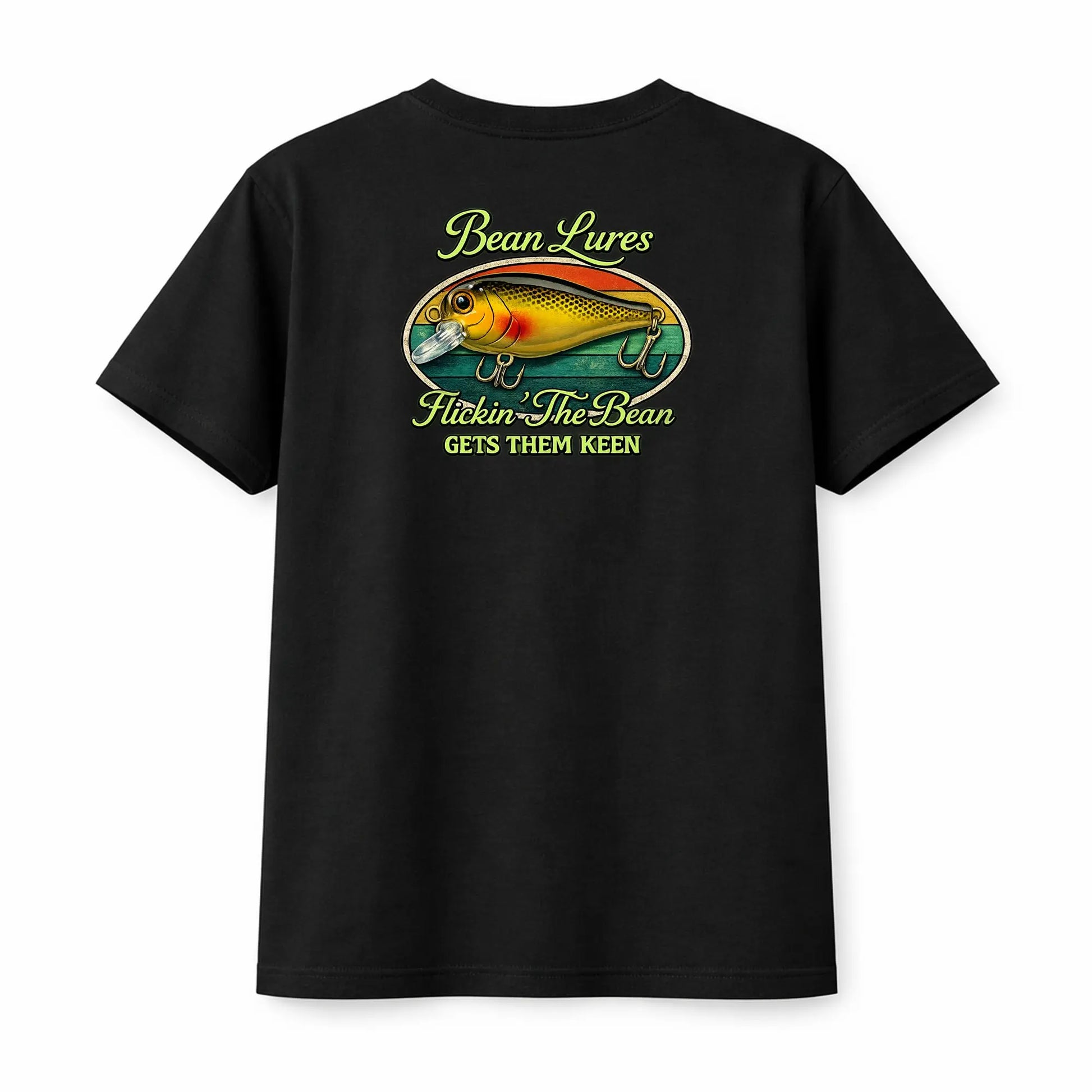 Bean Lures Retro Tee - Black N Gold Crank Bait Whateva Outdoors