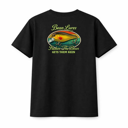 Bean Lures Retro Tee - Black N Gold Crank Bait Whateva Outdoors