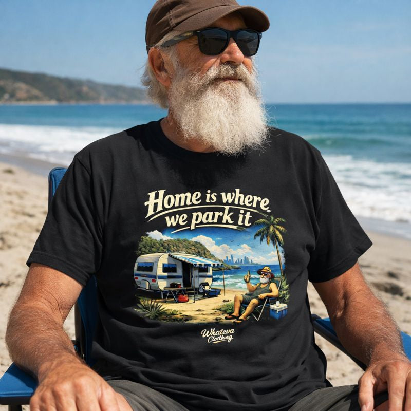 Home Is Where We Park It – Funny Caravan & Camping T-Shirt - Whateva Outdoors