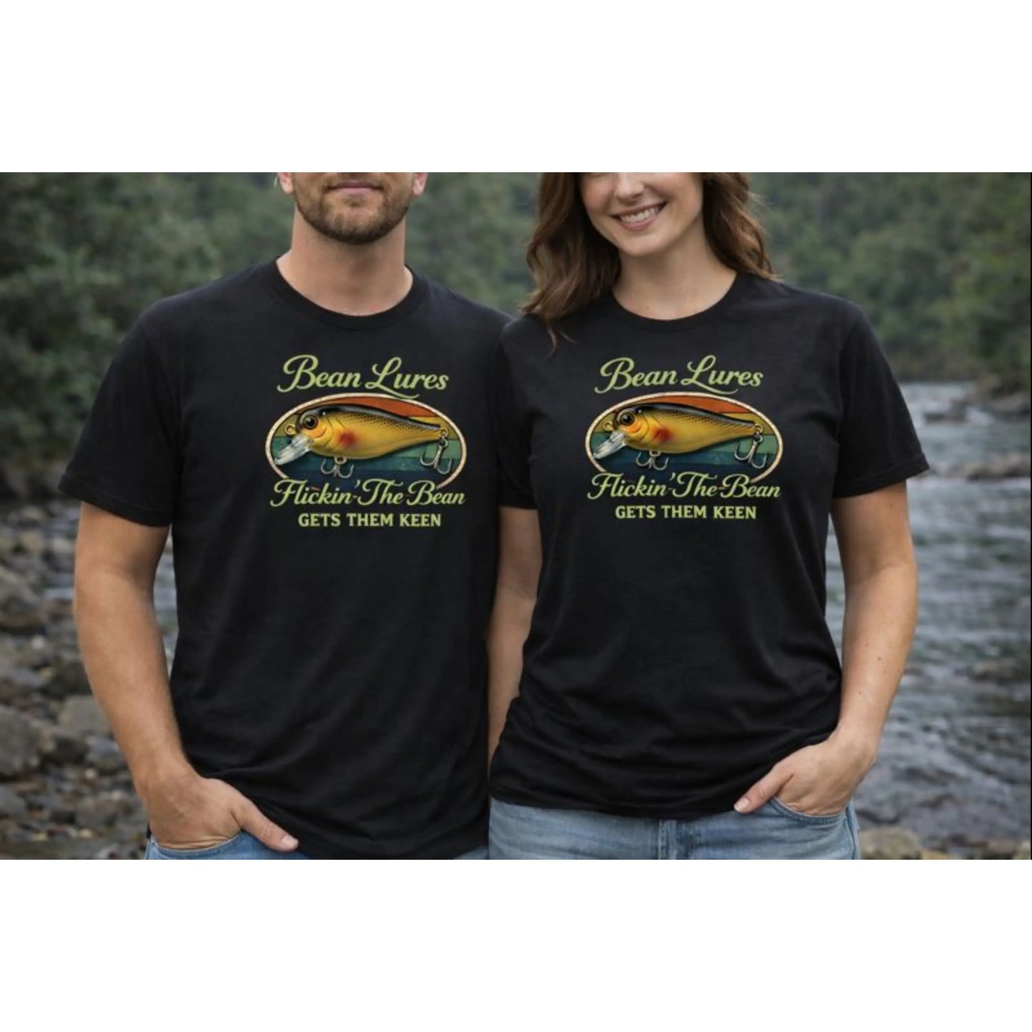 Bean Lures Retro Tee - Black N Gold Crank Bait Whateva Outdoors